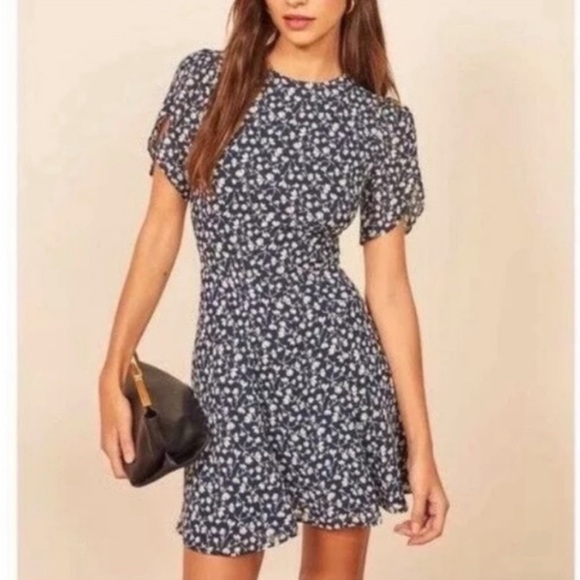 Reformation Violette Floral Elyse Mini Dress Size 2 - Picture 3 of 13